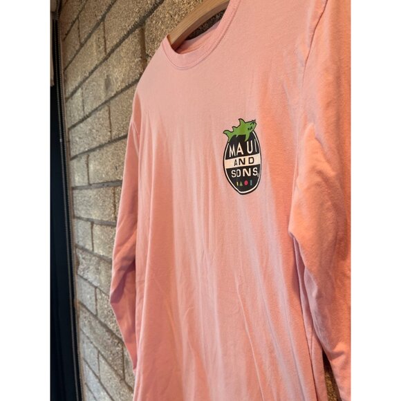 Maui And Sons Pink Long Sleeve Shirt With Shark Graphics - Picture 8 of 8